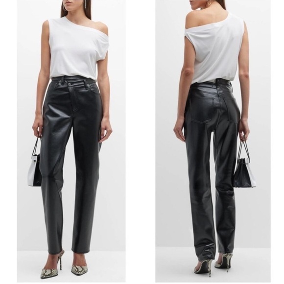 NWOT Revolve AGOLDE Recycled Leather Criss Cross Straight Pants in Detox Sz 30 - Picture 4 of 16